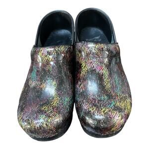 Dansko‎ Black XP Patent Rainbow Scribble Clog Women’s Size 39 Nursing